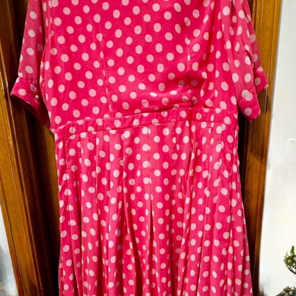 eShakti Fuchsia Polka Dot Midi Dress - Picture 3 of 9